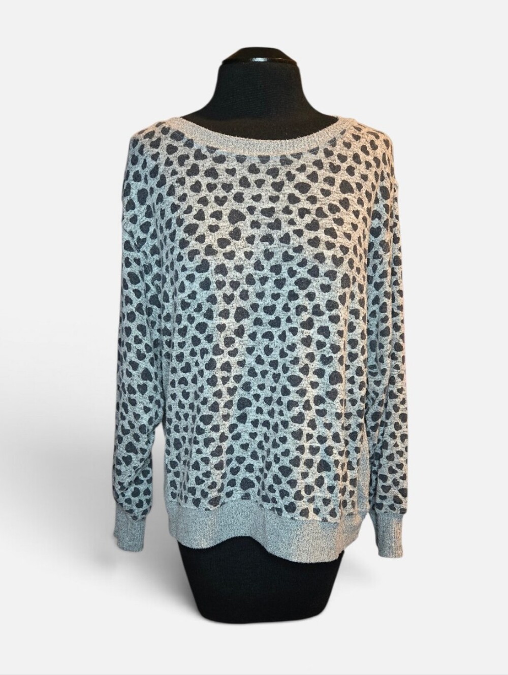 Philosophy Heart-Print Crewneck Sweater - Gray